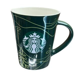 Starbucks 2020 Holiday Mug 10oz Two Tone Green White 4.5" Ceramic Collectible